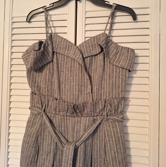 Dance & marvel cotton gray striped cold shoulder romper jumpsuit medium *A1 - Picture 5 of 7
